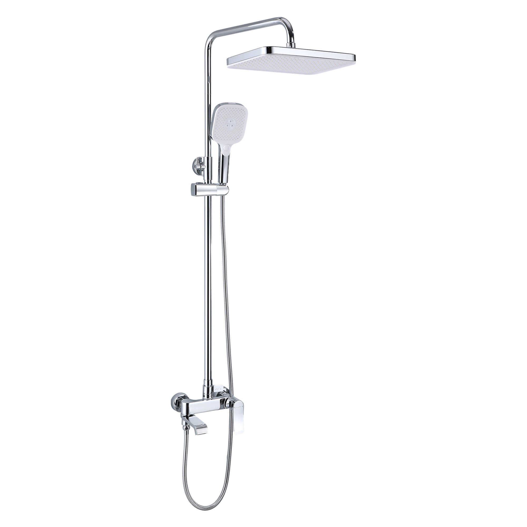 RAIN Смеситель для ванны с душевой стойкой и тропическим душем, хром, TOKITO