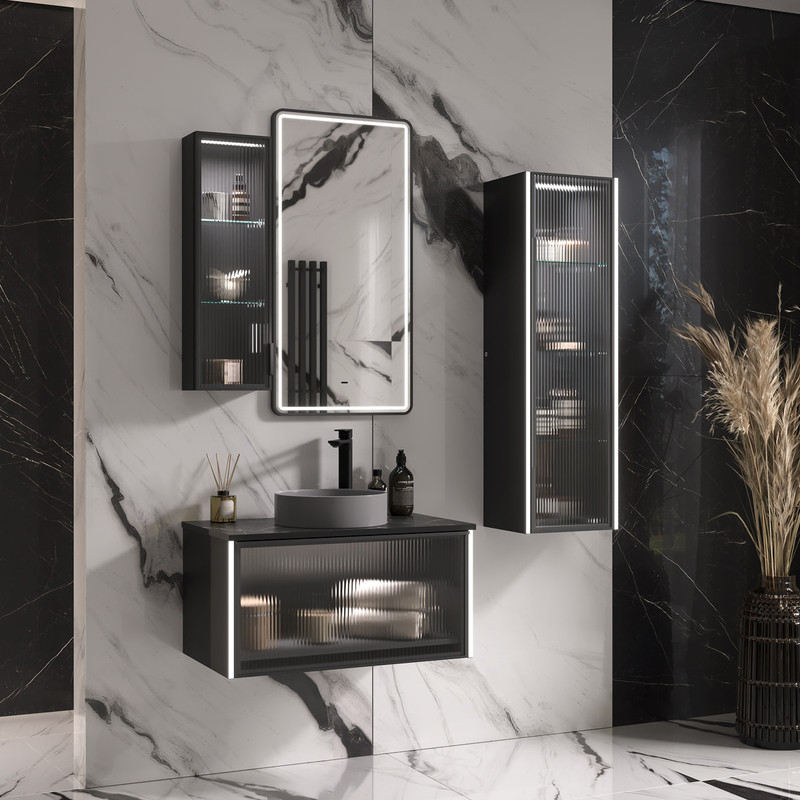 Зеркало с подсветкой EQUIL STOUNE 500х900 мм, черный (zkSTOUNE50-15)