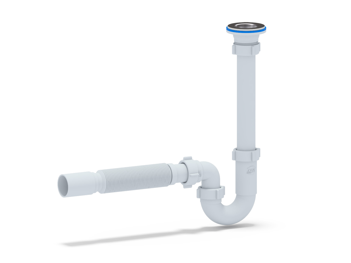 Сифон для раковины АНИ Пласт DB1010 1 1/4 дюйма 32 прямоточный с гибкой трубой 32х40