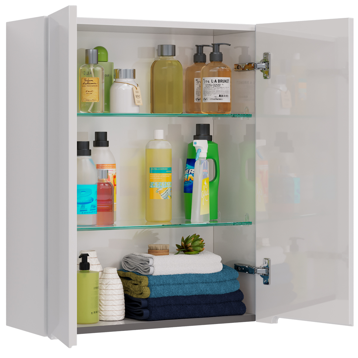 Шкаф Lemark BUNO 60 см подвесной, 2-х дверный, цвет планки: Серый, цвет корпуса, фасада: Белый гляне