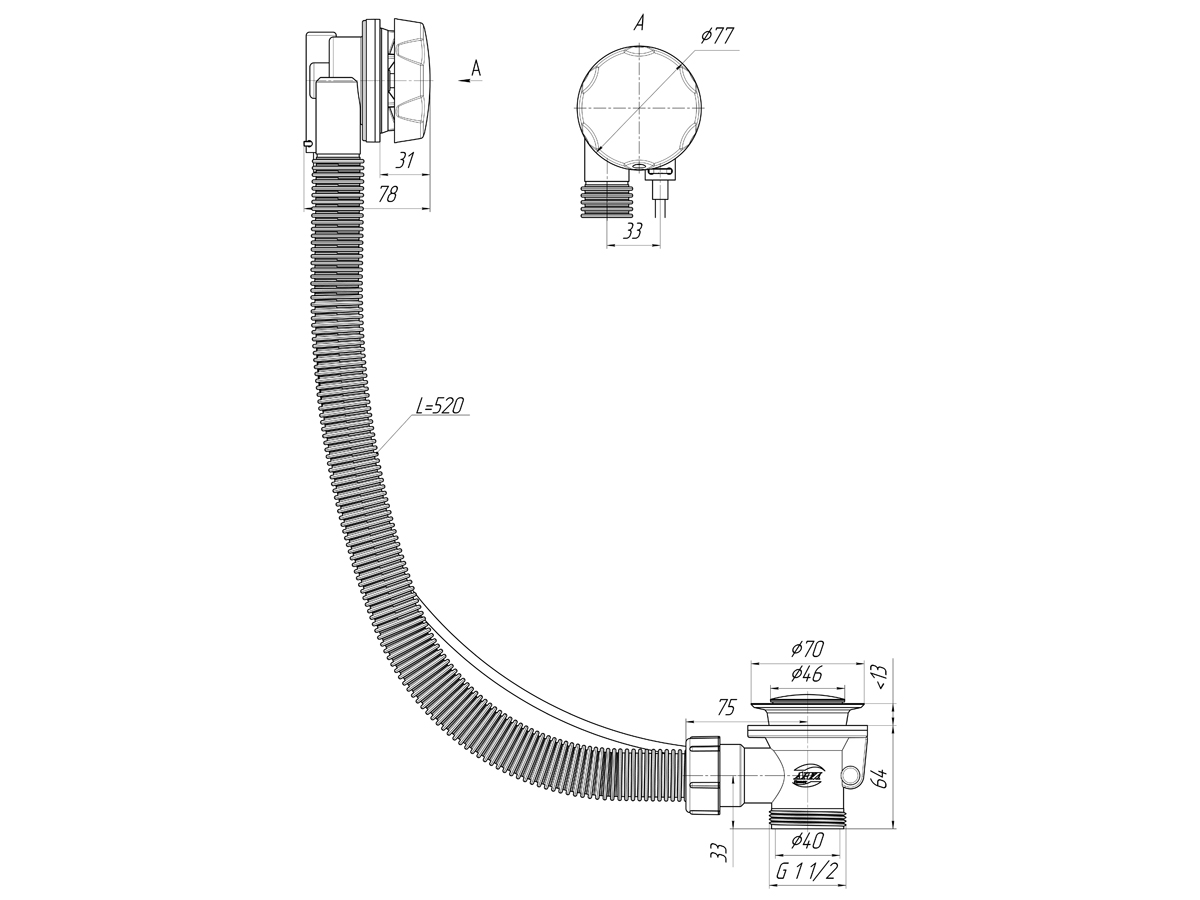 Перелив п/а  520мм, ANI PLAST