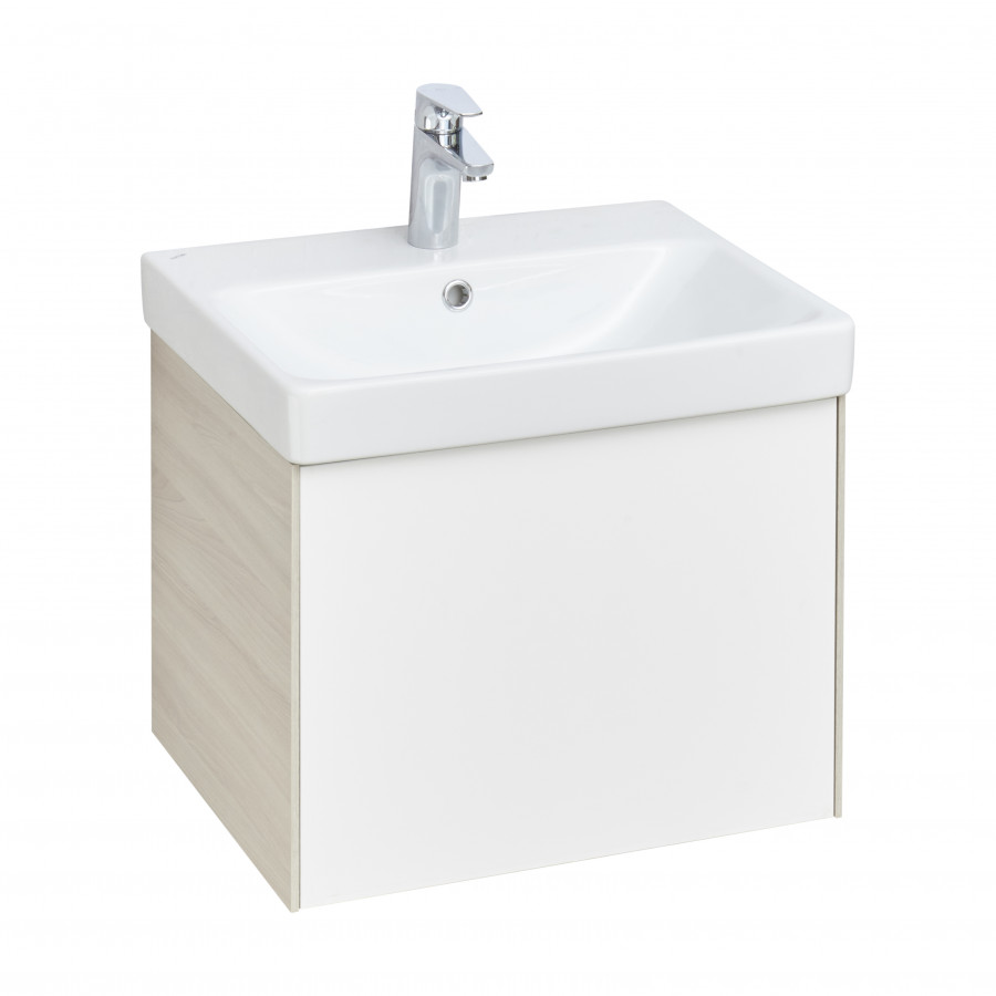 Тумба АСТИ 55, подвесная, белый, ясень шимо (под раковину АДРИАНА 55)