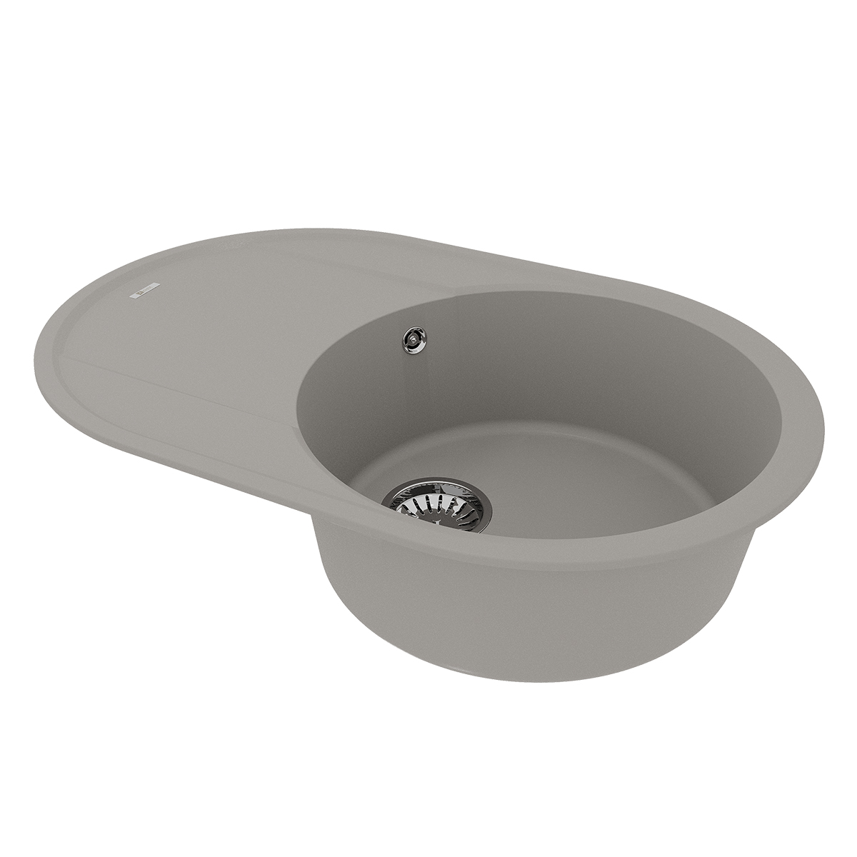 Кухонная мойка Lemark LACHA 760 врезная овальная с крылом из кварцгранита, Грей