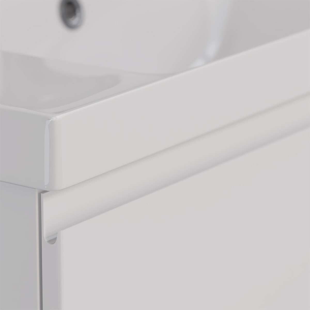 Тумба Lemark VEON MINI 90 см под 1 раковину, подвесная, с 1 ящик, цвет корпуса, фасада: Белый глянец