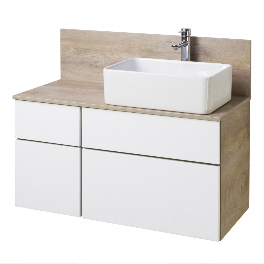 Тумба МИШЕЛЬ 100, дуб эндгрейн, белая (под раковину ОДРИ 42, MILA 350, ЛОЛА 60)