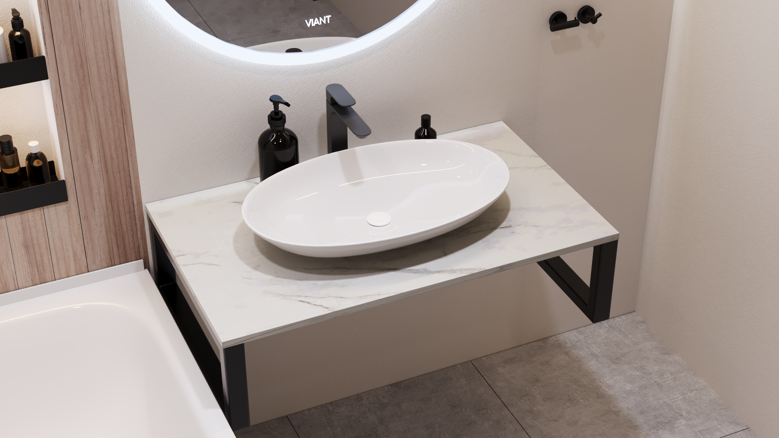 Столешница VIANT Neo белый мрамор 800х460 мм (VNEO80MRBEL-STMDF)