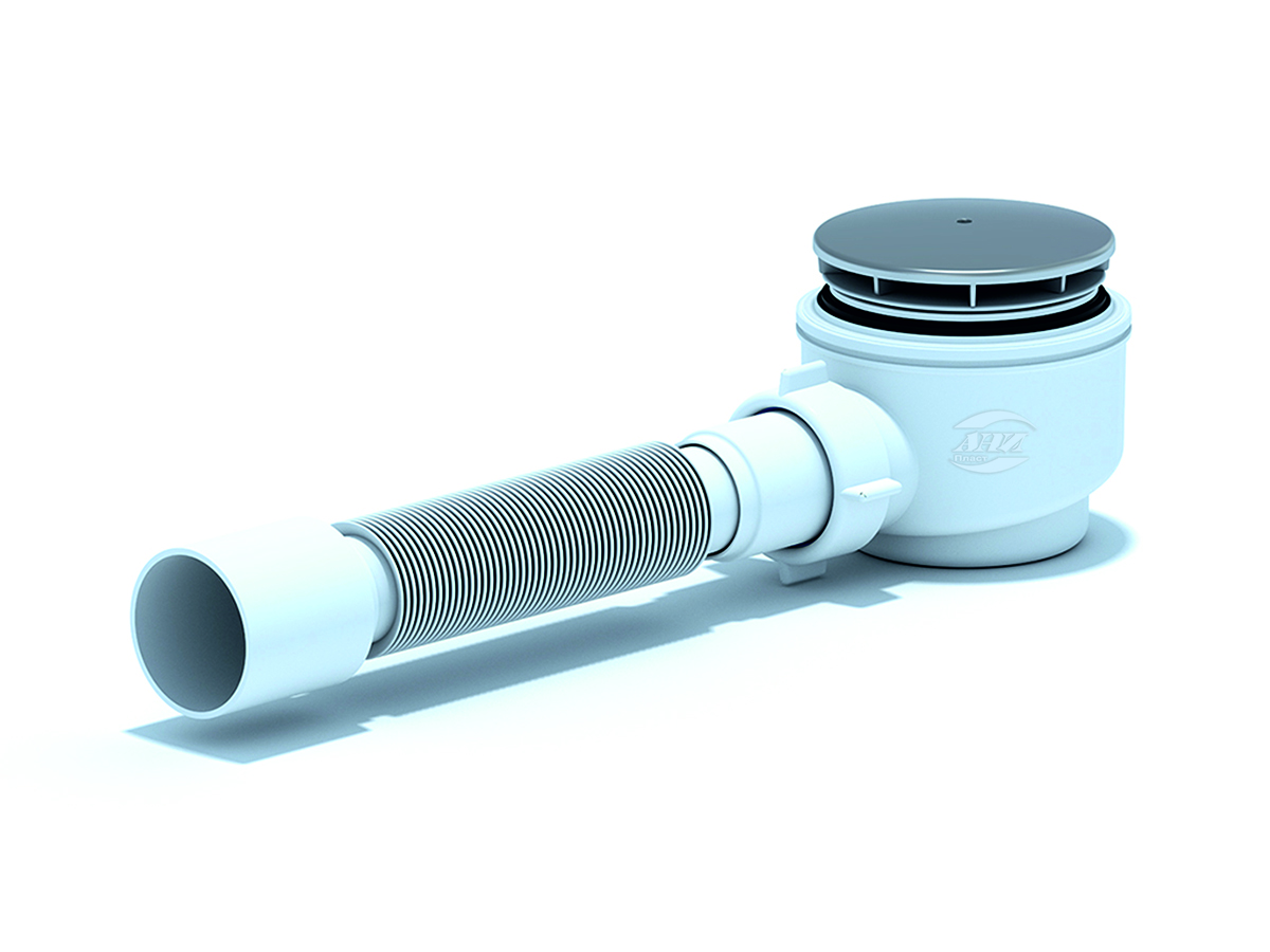 Сифон для душевого поддона АНИ Пласт E515C 1 1/2 дюйма 60 с гибкой трубой 40х50