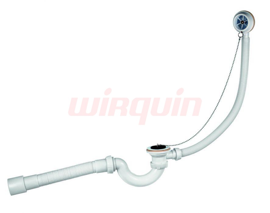 Слив-перелив для ванны S-образный с гофротрубой на 40* 40/50 мм, выпуск пластик, WIRQUIN