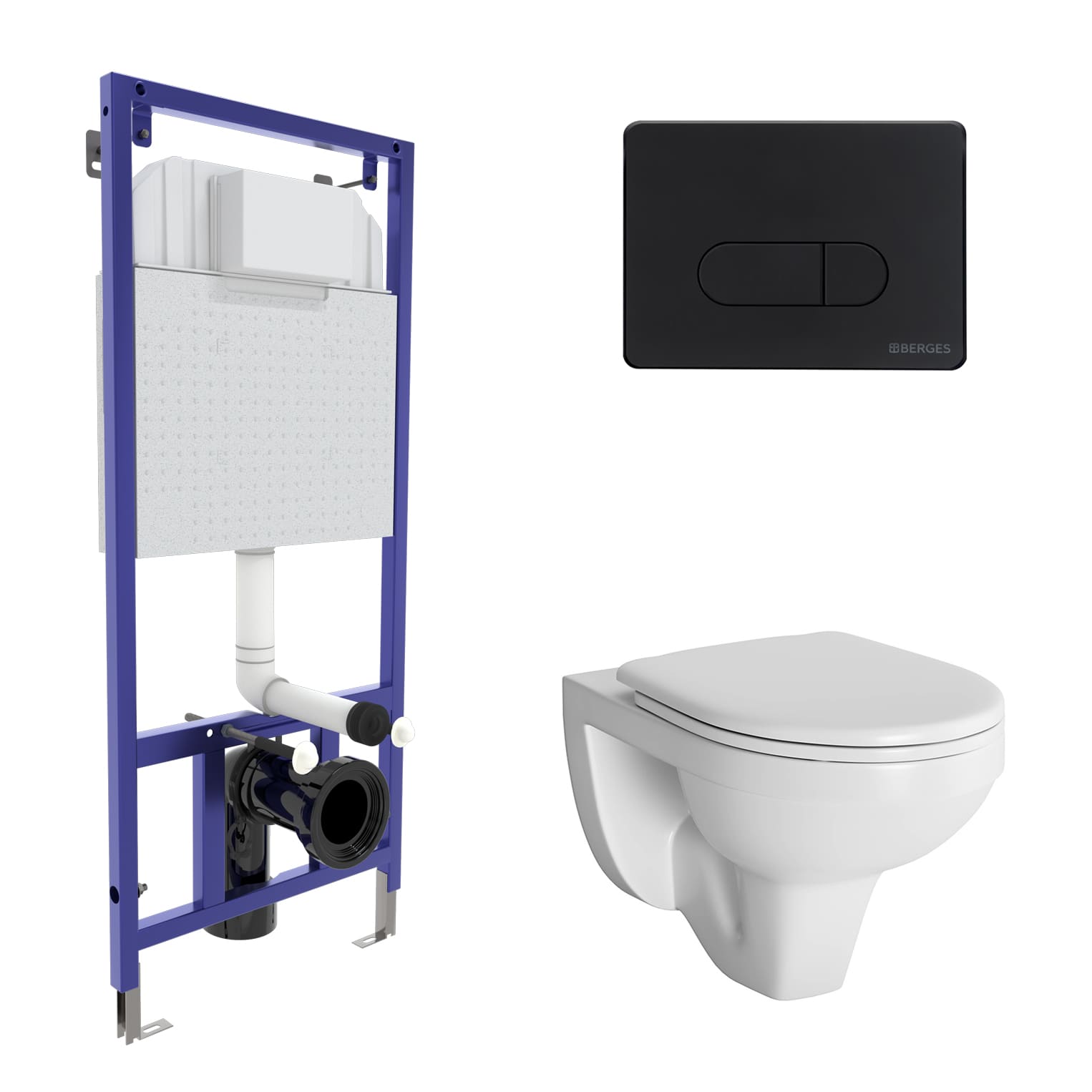 Комплект для монтажа подвесного унитаза GAMMA: инсталляция NOVUM525, кнопка D5, унитаз  с сиденьем G