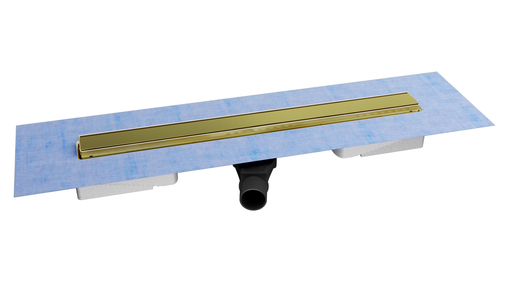 Желоб водосток напольный B1 KERAMIK 800 нержавеющая сталь, решетка бронза, S-сифон D50 боковой, BERG