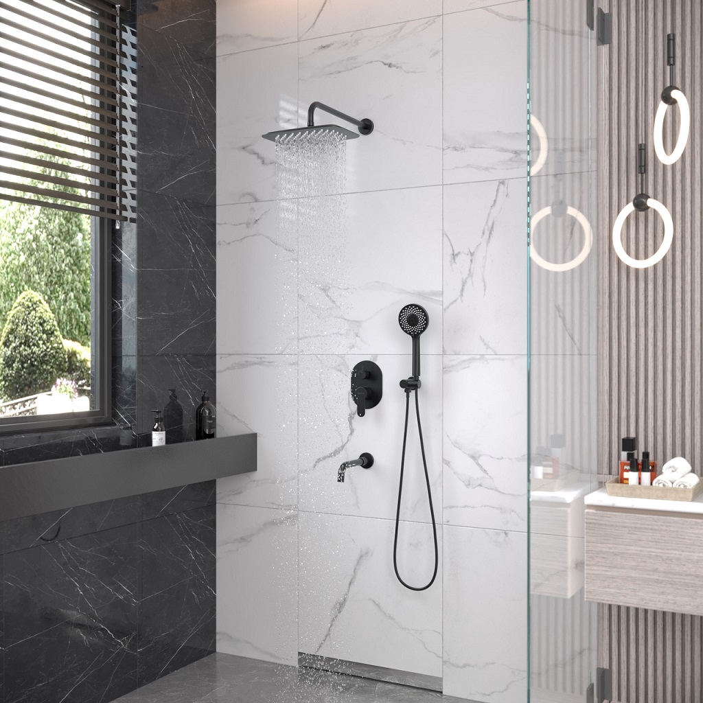 Душевой комплект VENTAS 3O BLACK, черный матовый, BERGES