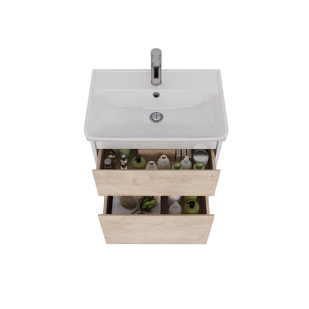 Тумба Lemark COMBI 60 см под 1 раковину, подвесная/напольная, 2 ящика, цвет фасада: Дуб кантри, цвет