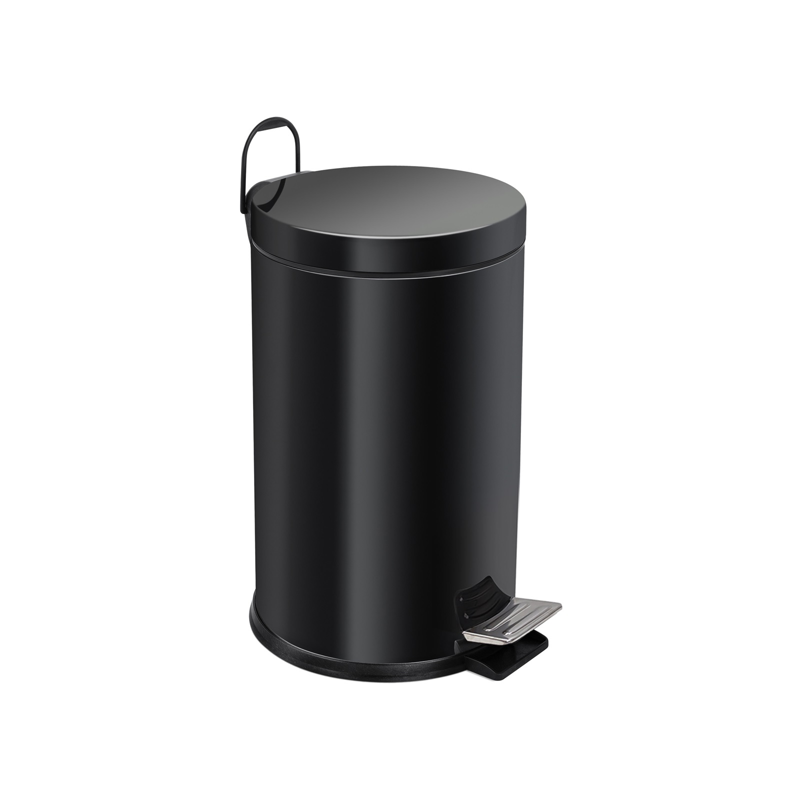 Ведро-контейнер для мусора с педалью 12 л, черное,  BERGES