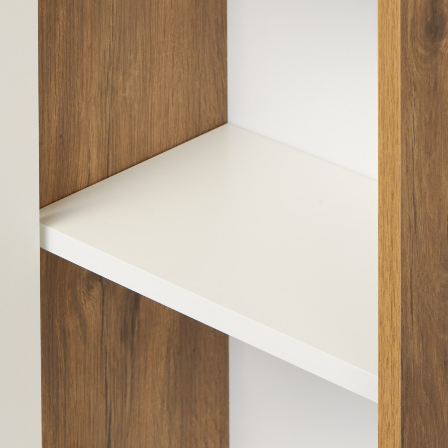 Шкаф-колонна СКАНДИ 40, подвесная, с зеркалом, белая, дуб рустикальный