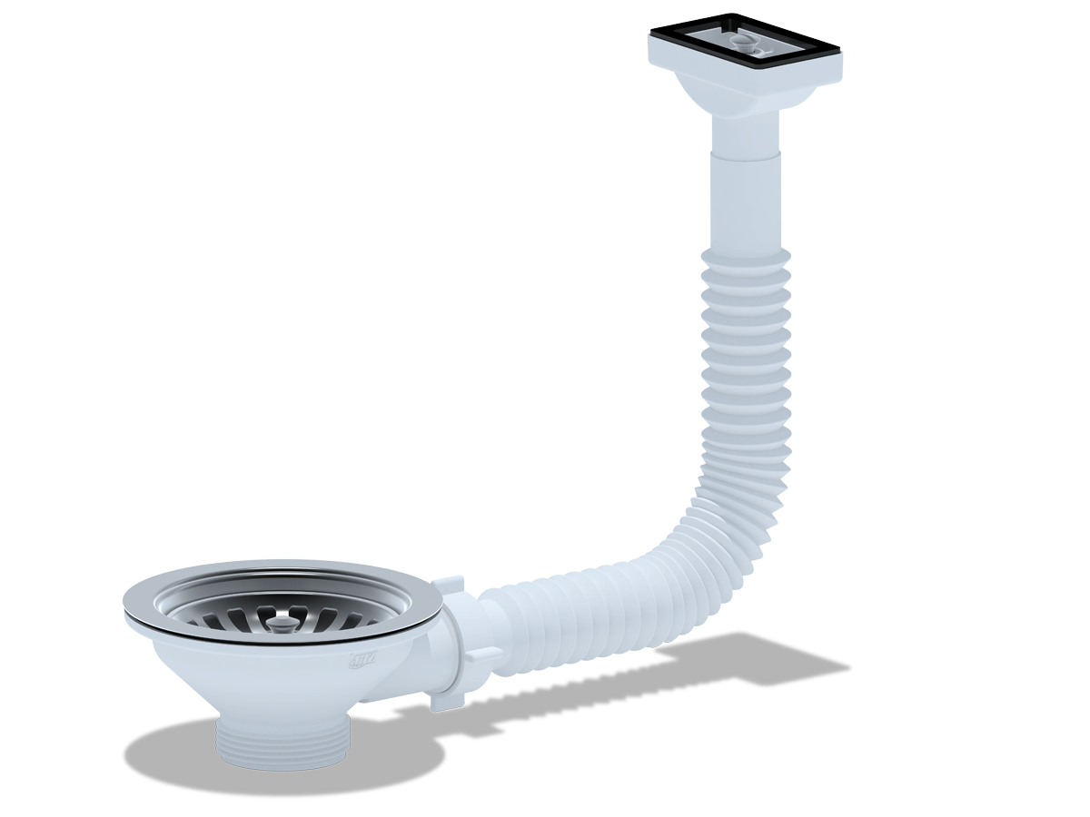 Перелив гибкий для мойки АНИ Пласт N310 с прямоугольным горизонтальным корпусом 3 1/2 дюйма