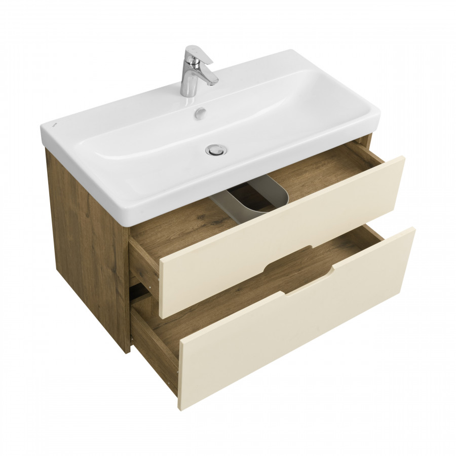 Тумба ОЛИВИЯ 90, бежевый, дуб велл (под раковину АДРИАНА 90)