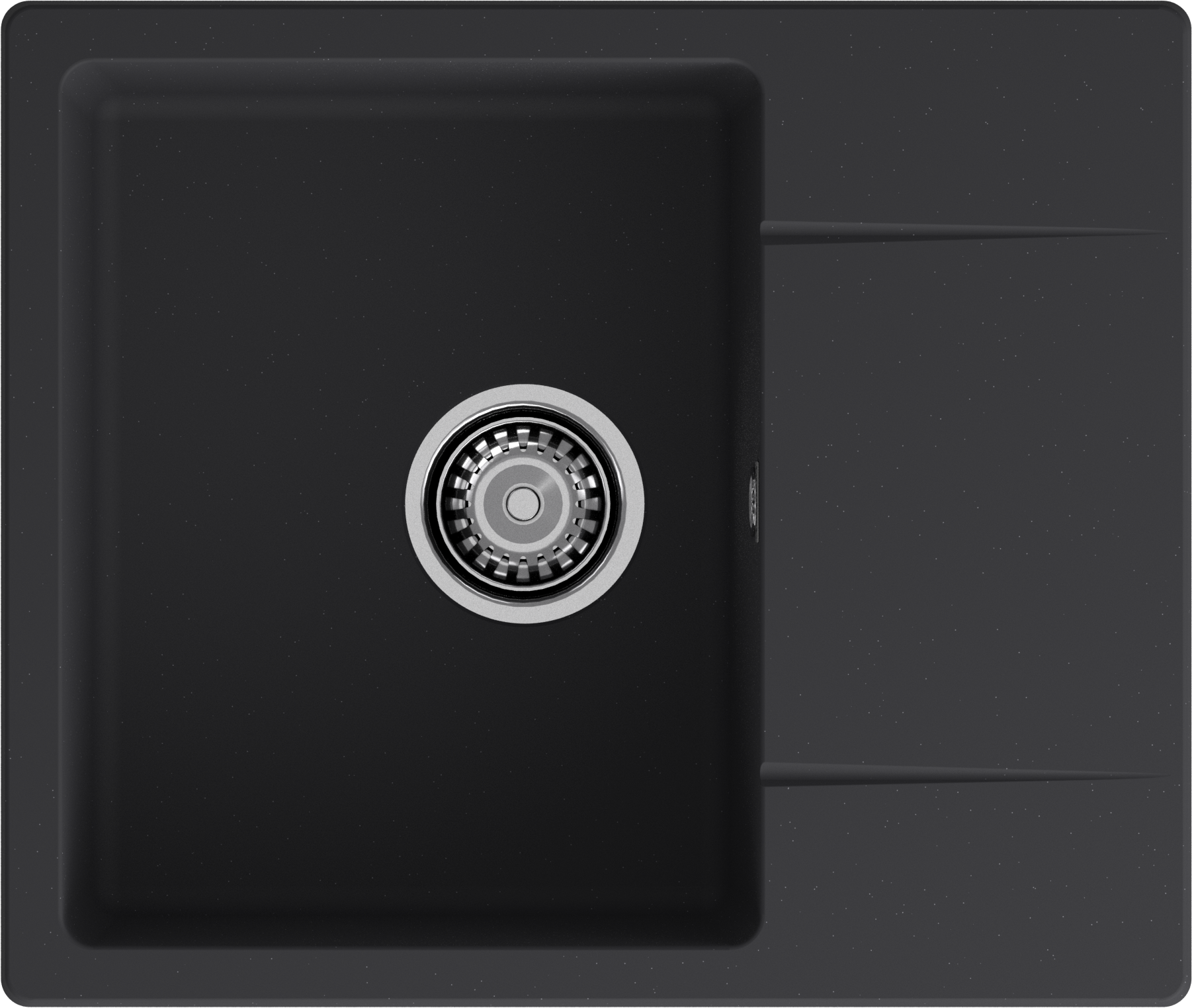 GRANFEST Мойка URBAN 258L 1-чаша+крыло 580*490мм черный арт.GF-UR-