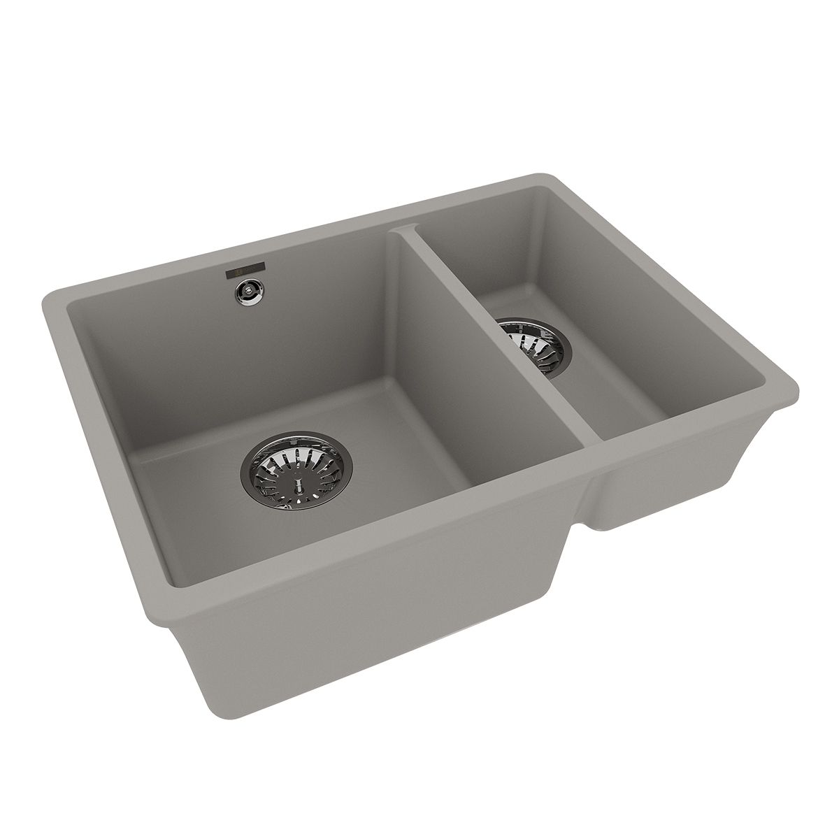 Кухонная мойка Lemark SINARA 550.2-U подстольного монтажа с доп.чашей из кварцгранита, Грей