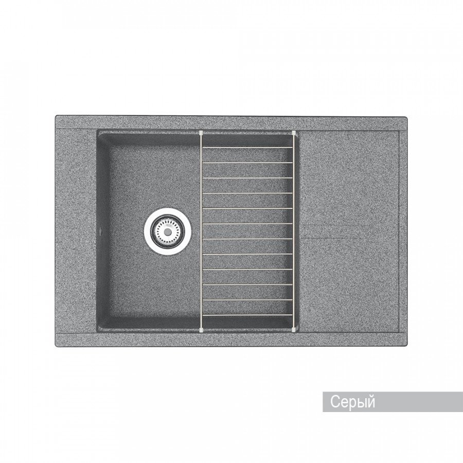Мойка для кухни Делия 78 787x516x218 мм, прямоуг. с крылом, серый