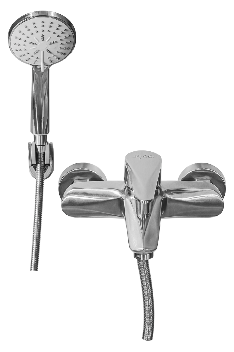 Смеситель для ванны с душем ПРОФСАН ПСМ-300-1 STEEL нержавеющая сталь AISI-304 тип См-ВОРНШлА