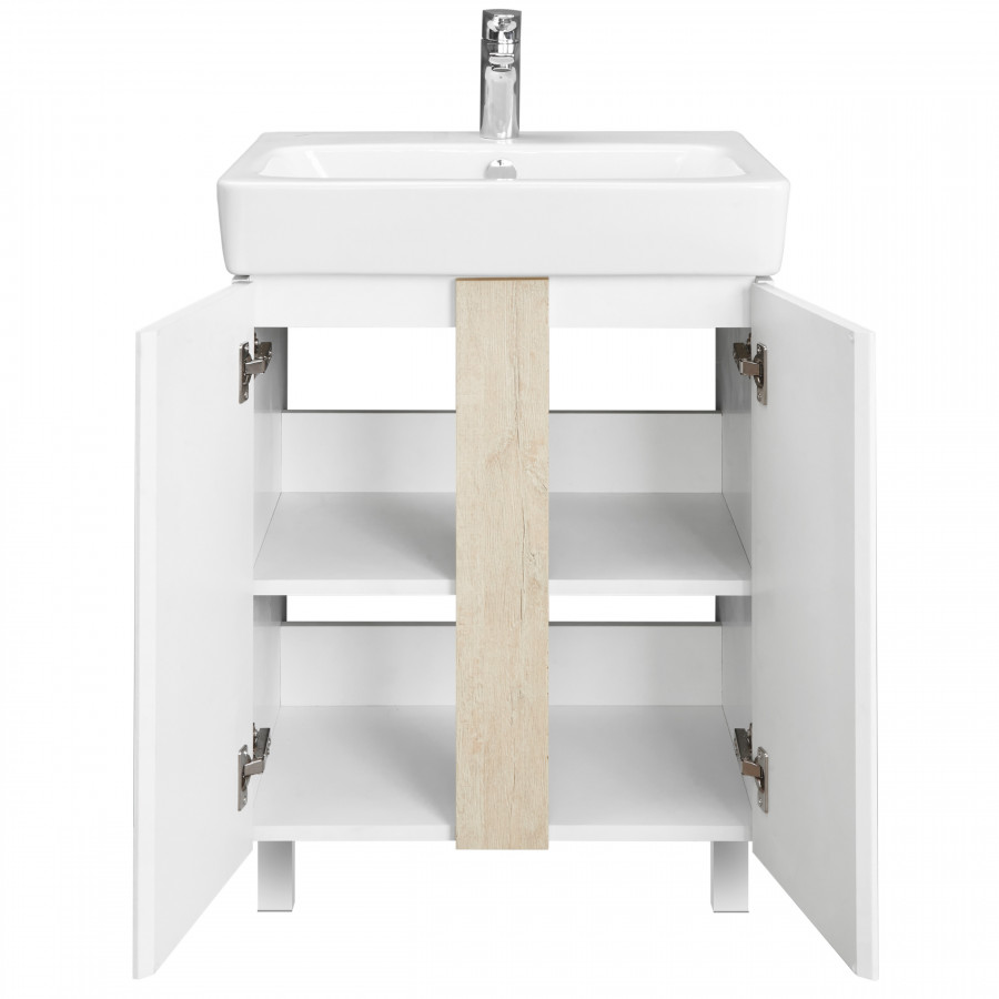 Тумба под раковину КАНТРИ 60 белый, дуб верона (под раковину НЕО 60)