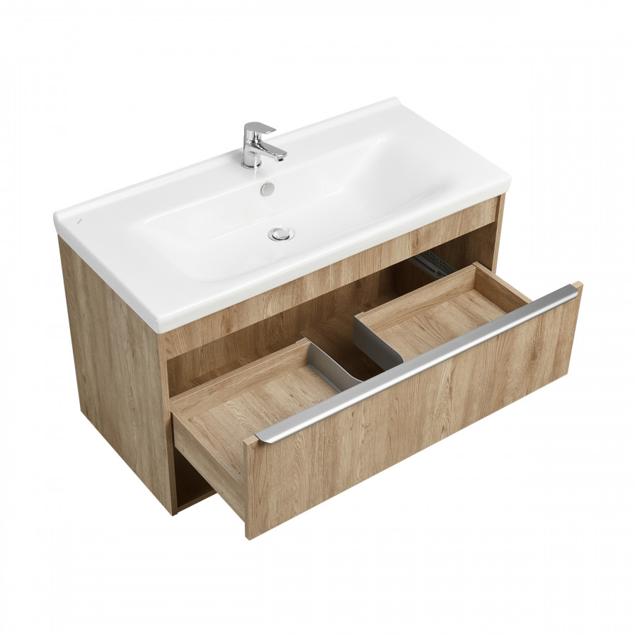 Тумба-умывальник ХОУП 100, 1 ящ., подвесная, орех (под раковину МИРАНДА 100)