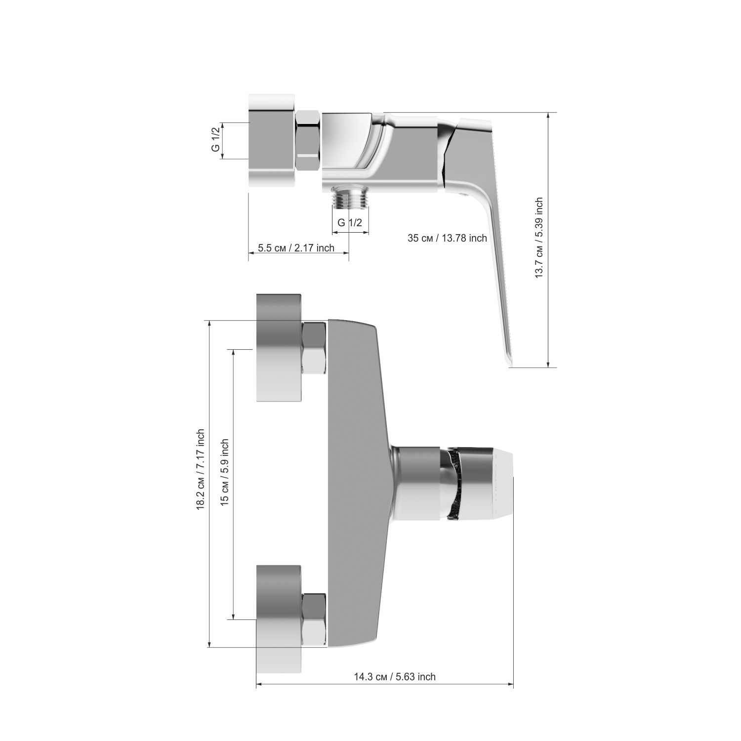 Смеситель для душа TOKITO SENDAL хром (TOK-SEN-1016)