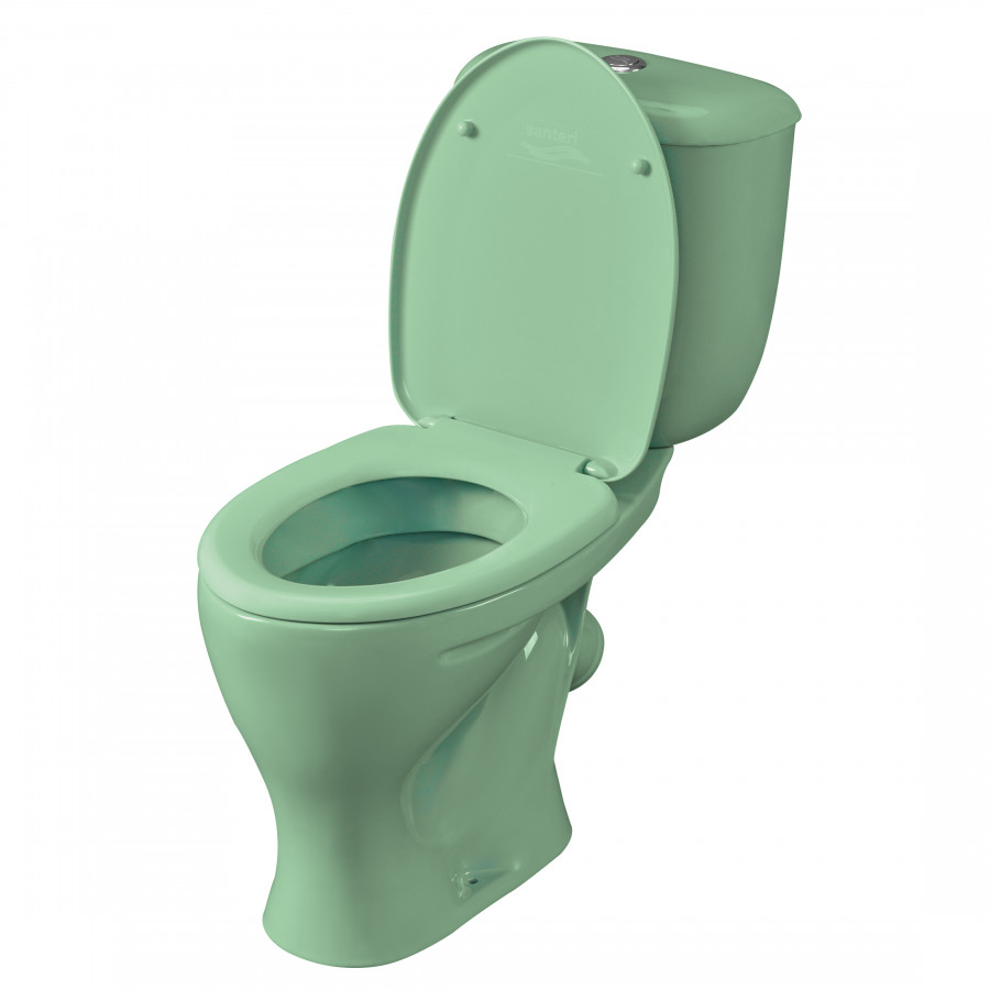 Унитаз-компакт "Воротынский" косой выпуск, с кнопочной арматурой и сиденьем, салатовый  SANTERI