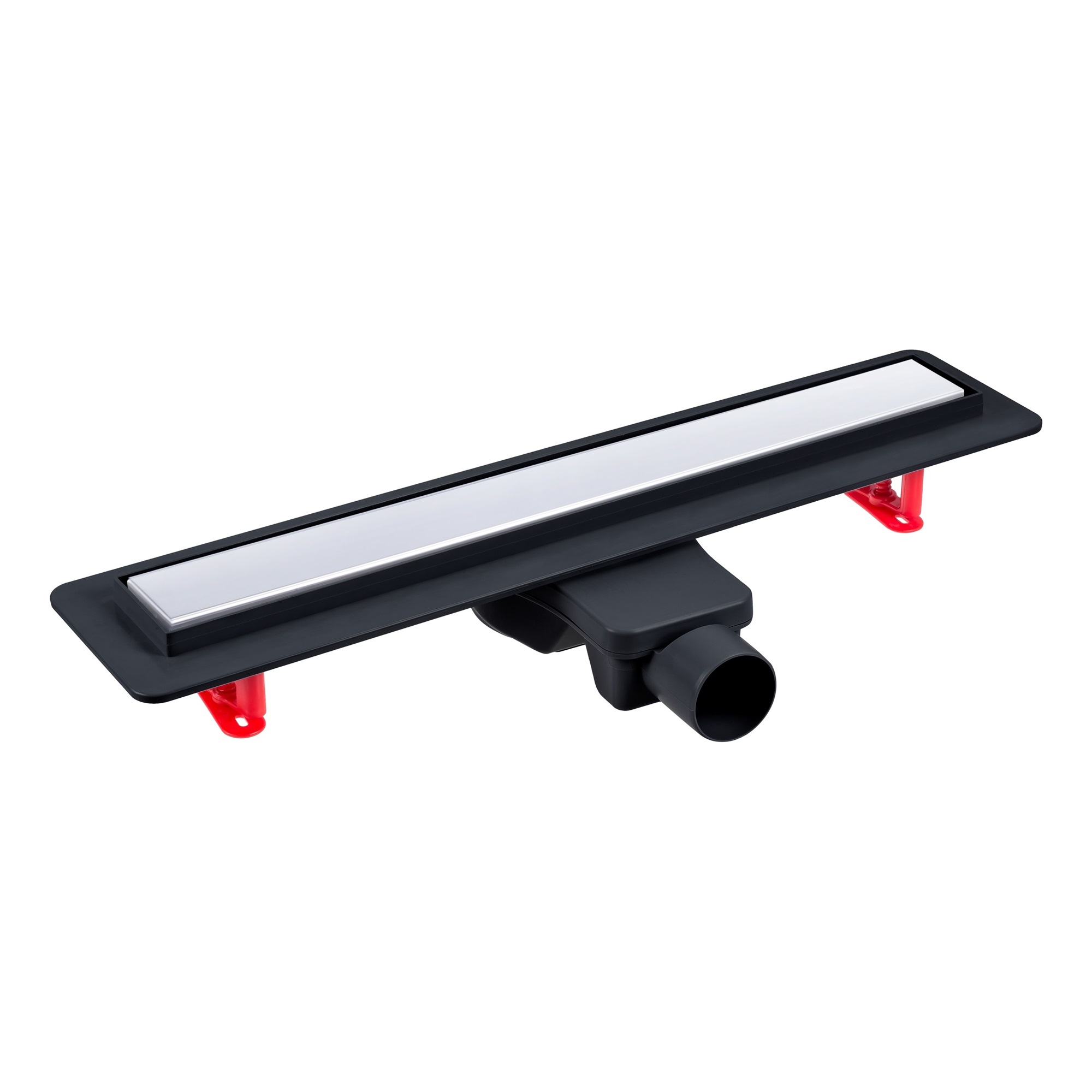 Желоб водосток напольный OPTIM Line 600, решетка нержавеющая сталь, хром глянец, S-сифон D50 H60 гор