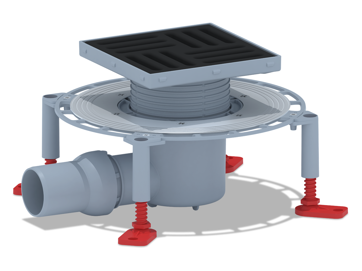 Трап для душа АНИ Пласт THZ5616 DN50 горизонтальный регулируемый с комбинированным затвором и решёткой из чугуна 150х150 мм