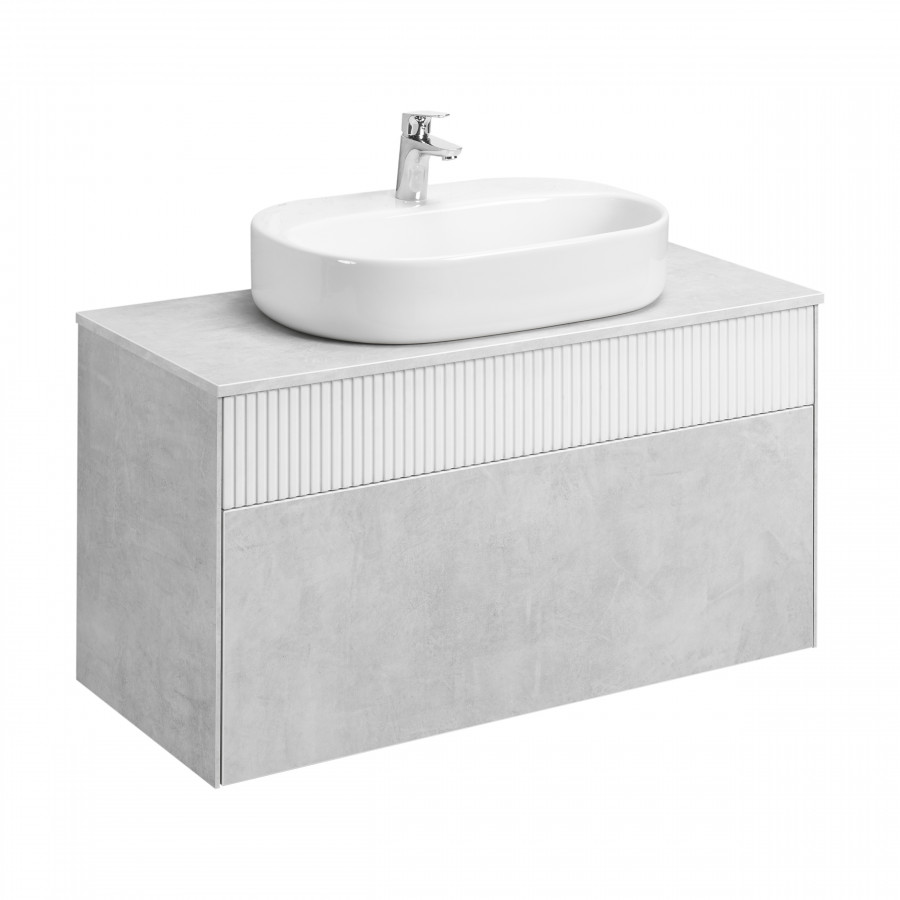 Тумба МАРБЛ 100, 2 ящ., слейт/белый матовый (под раковину MILA 35, MILA 40, ОДРИ Soft 42, ОДРИ Round