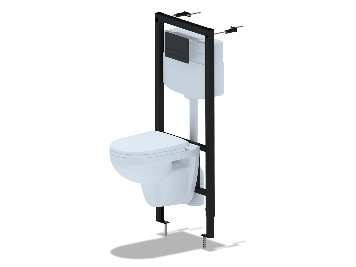 Набор инсталляции 50 см АНИ Пласт WN1143 с унитазом, сиденьем и прямоугольной черной клавишей WP1430