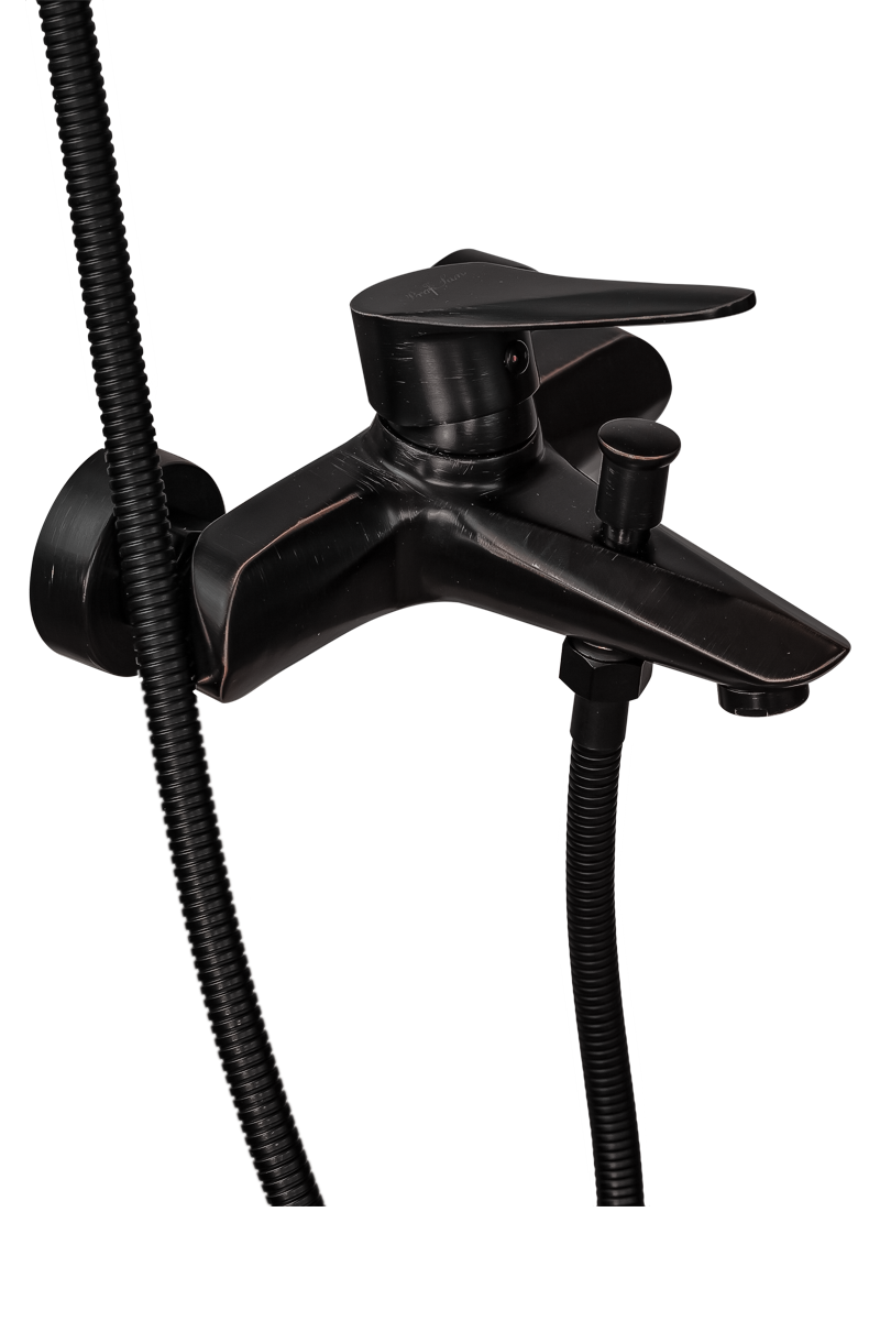 Смеситель для ванны с душем ПРОФСАН ПСМ-301-1 STEEL нержавеющая сталь AISI-304 тип См-ВОРНШлА Черный