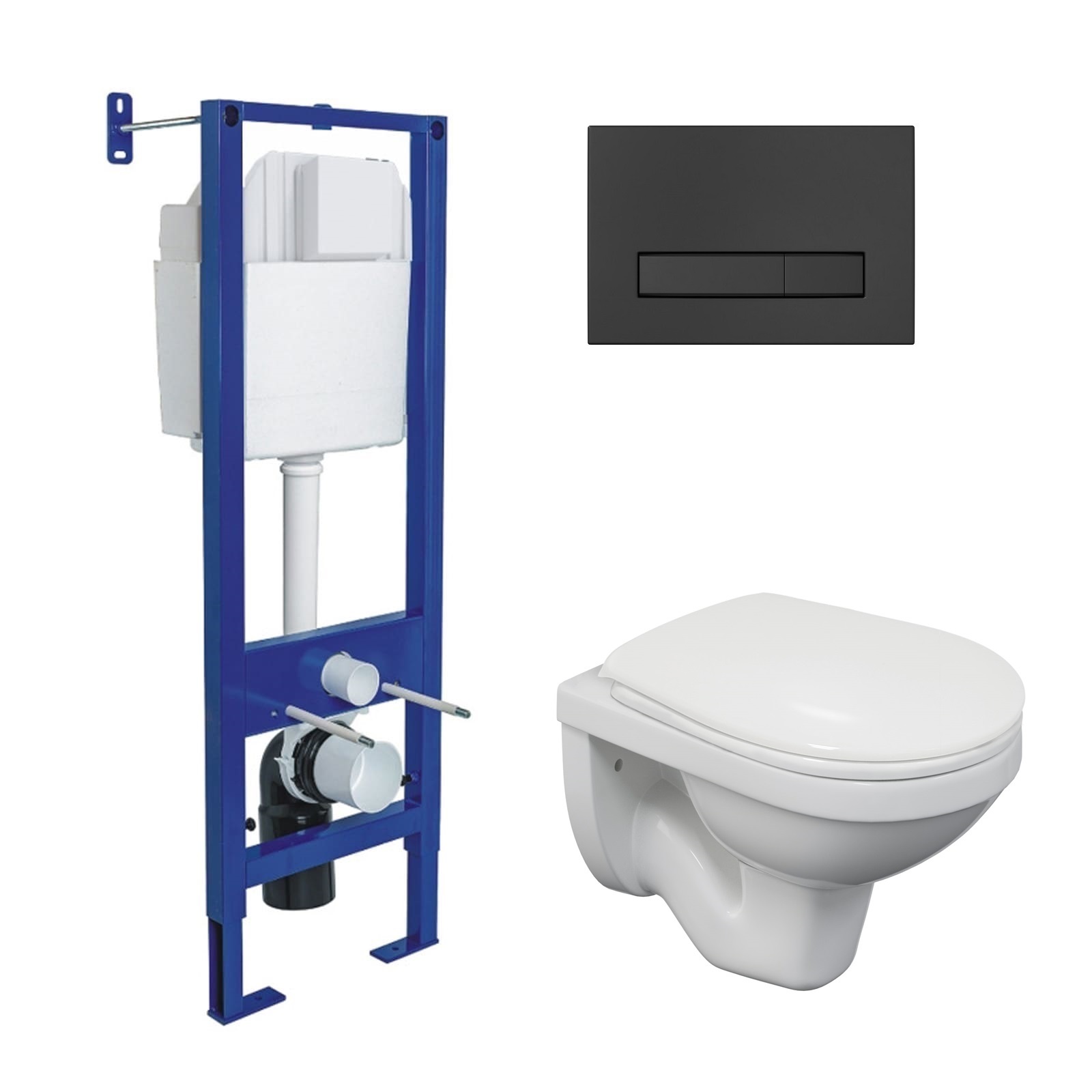 Комплект: инсталляция ATOM Line кнопка черная SoftTouch, унитаз Gamma, сиденье полипропилен Gamma PS