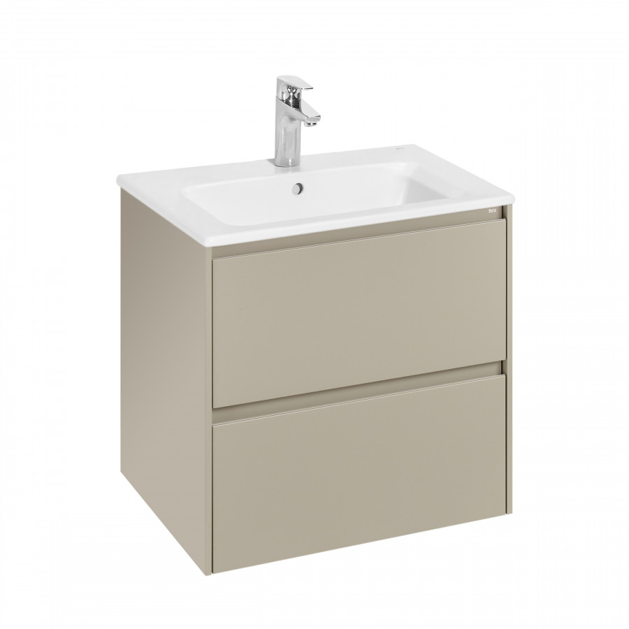 ONA Модуль для раковины 600 мм, 585x450x565 мм, с 2 ящ., бежево-серый матовый, ROCA