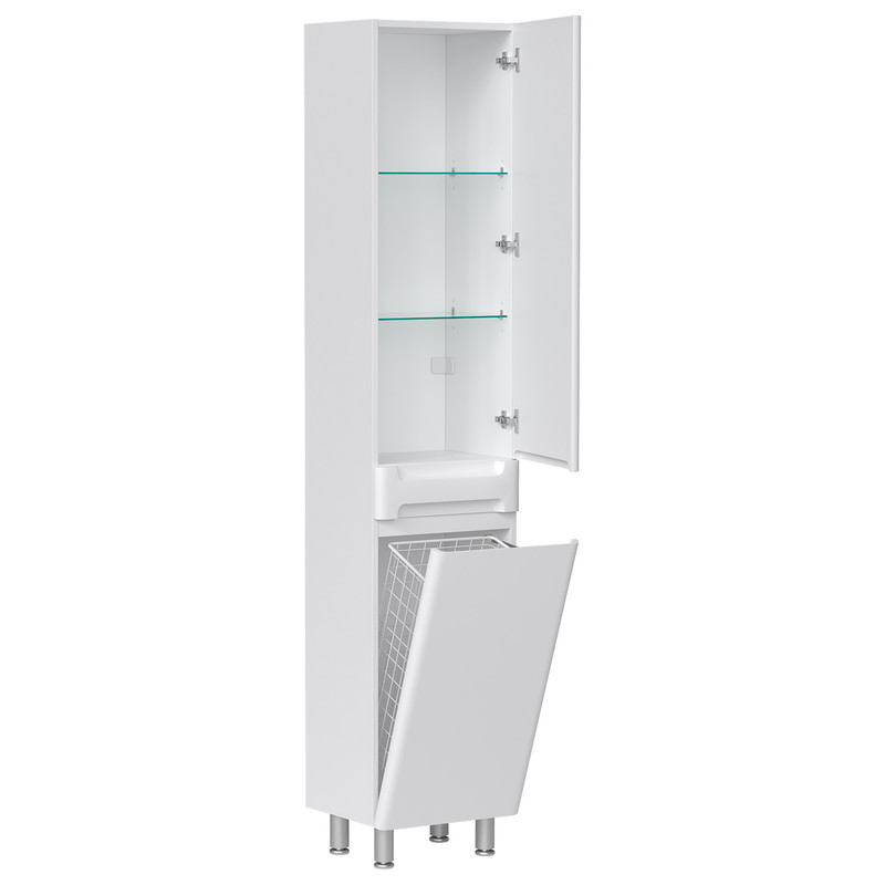 Пенал EQUIL Nice 40 напольный с корзиной белый