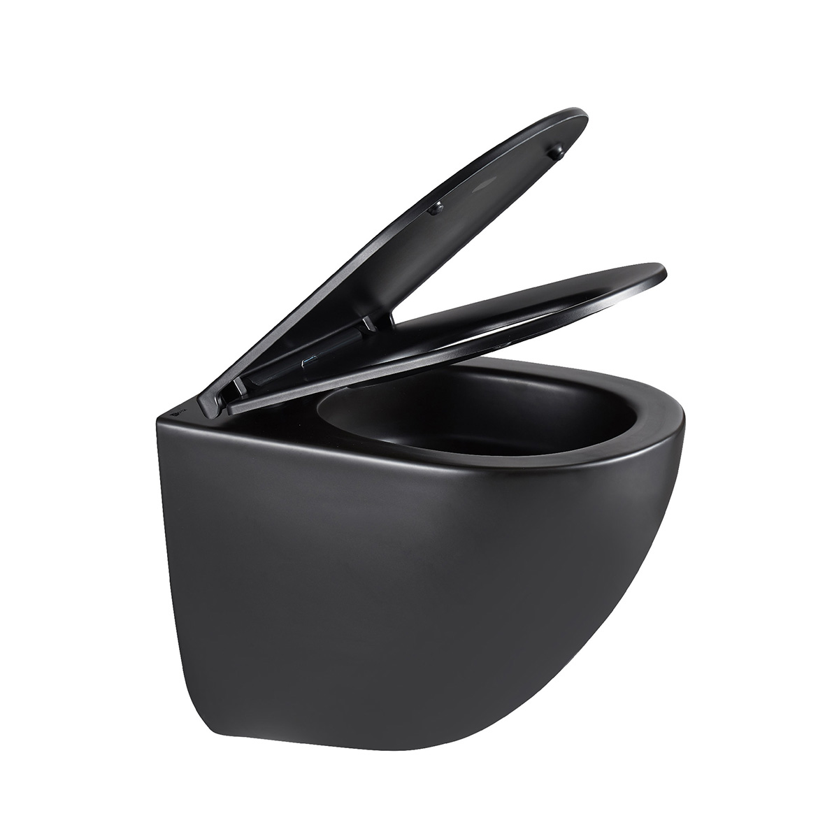 GLAZER BLACK MATT Унитаз подвесной безободковый с сиденьем микролифт,черный, LM, 9612004