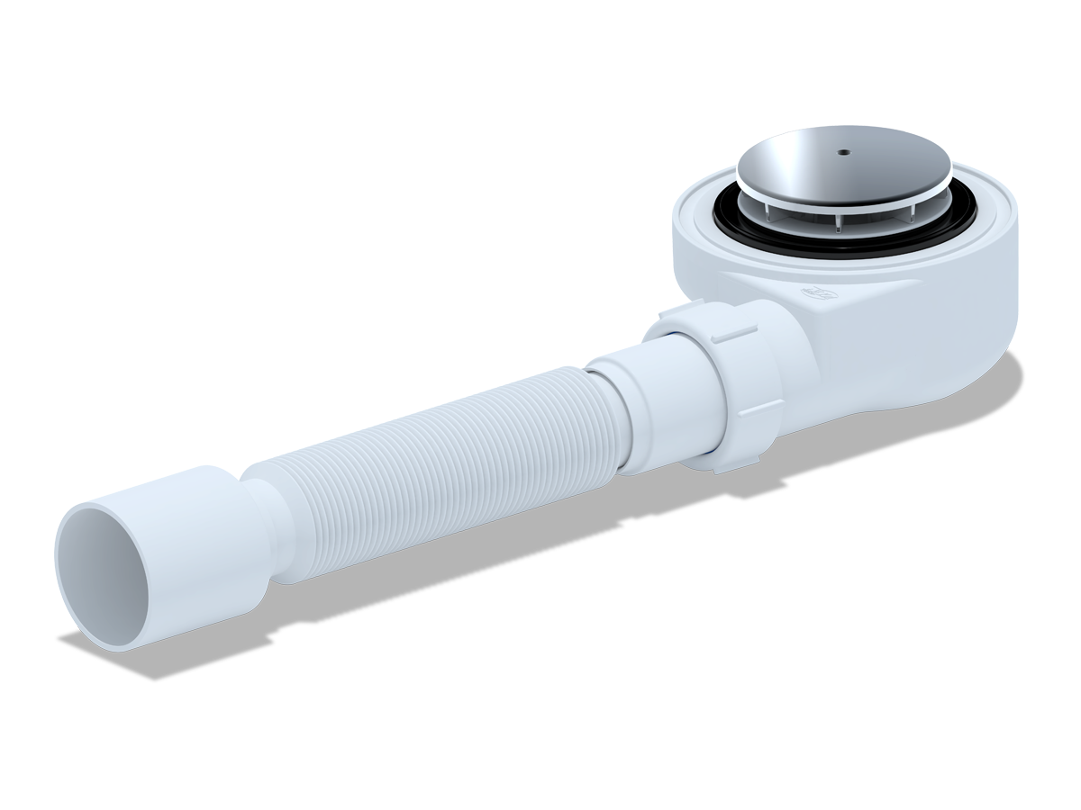 Сифон для душевого поддона  1 1/2**50, h 55 хром с гибкой тр. 375*40/50, ANI PLAST