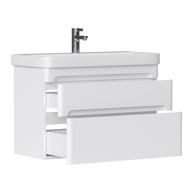 Тумба EQUIL Nice 80 подвесная 2 ящ. белая (под раковину 9595-80)