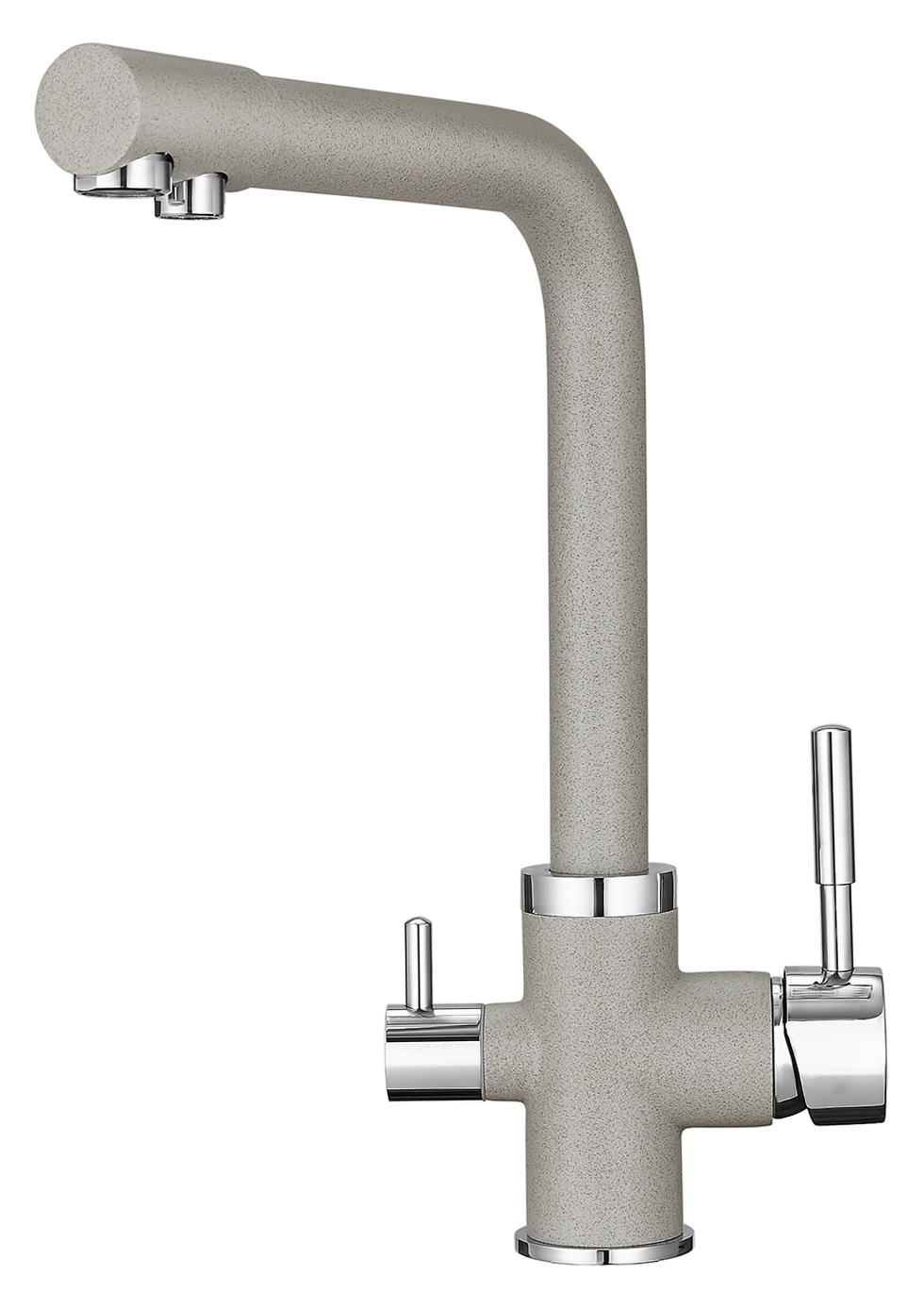 2015, БАЗАЛЬТ Смеситель для кухни однорыч., с подкл. для питьевой воды, сер., GRANULA
