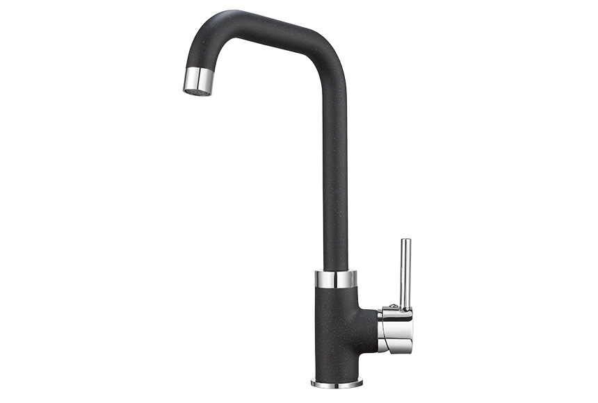 0041, ЧЕРНЫЙ Смеситель для кухни однорыч., GRANULA