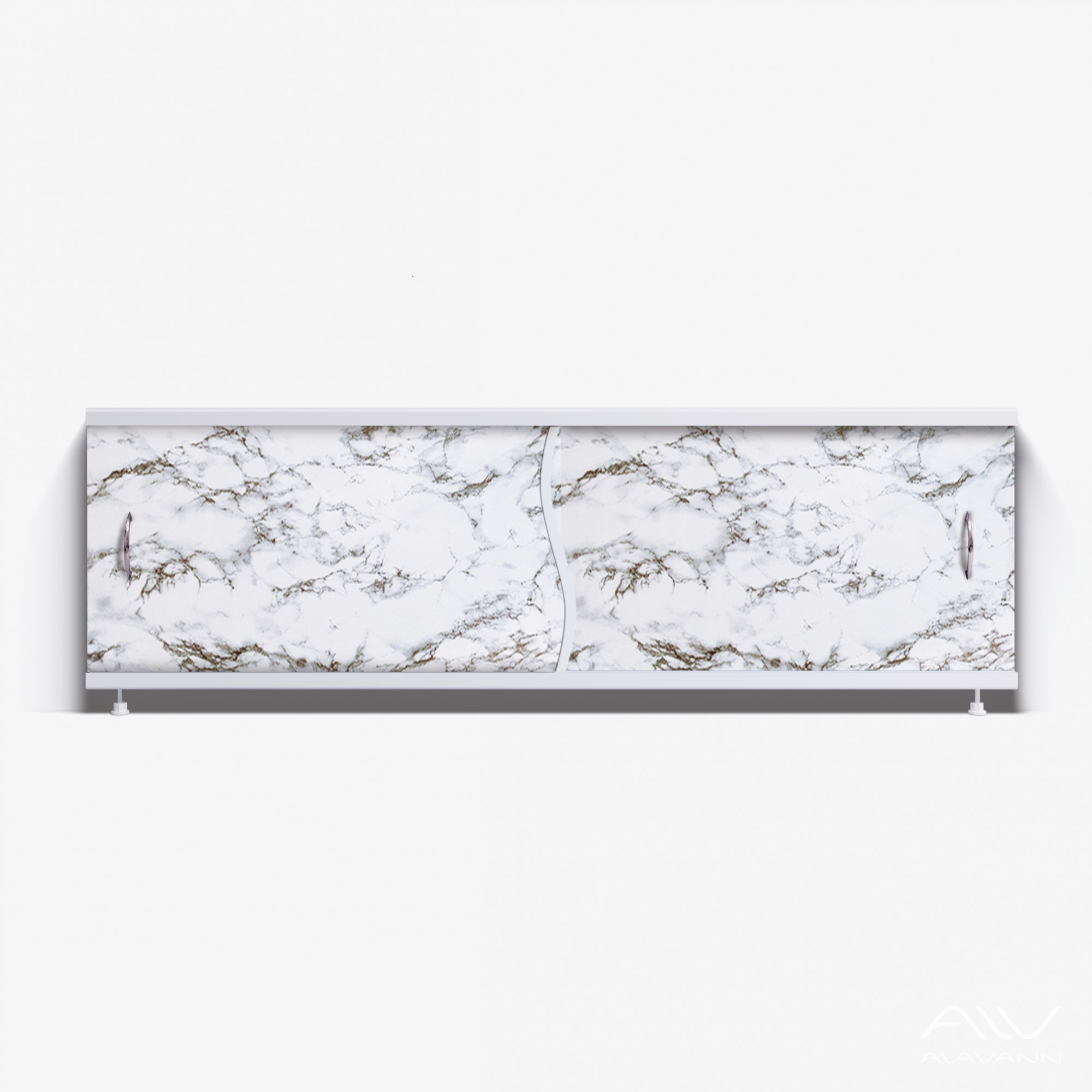 ПРЕМЬЕР Экран для ванны 150 см, полистирол,(черно-белый мрамор-004), ALAVANN