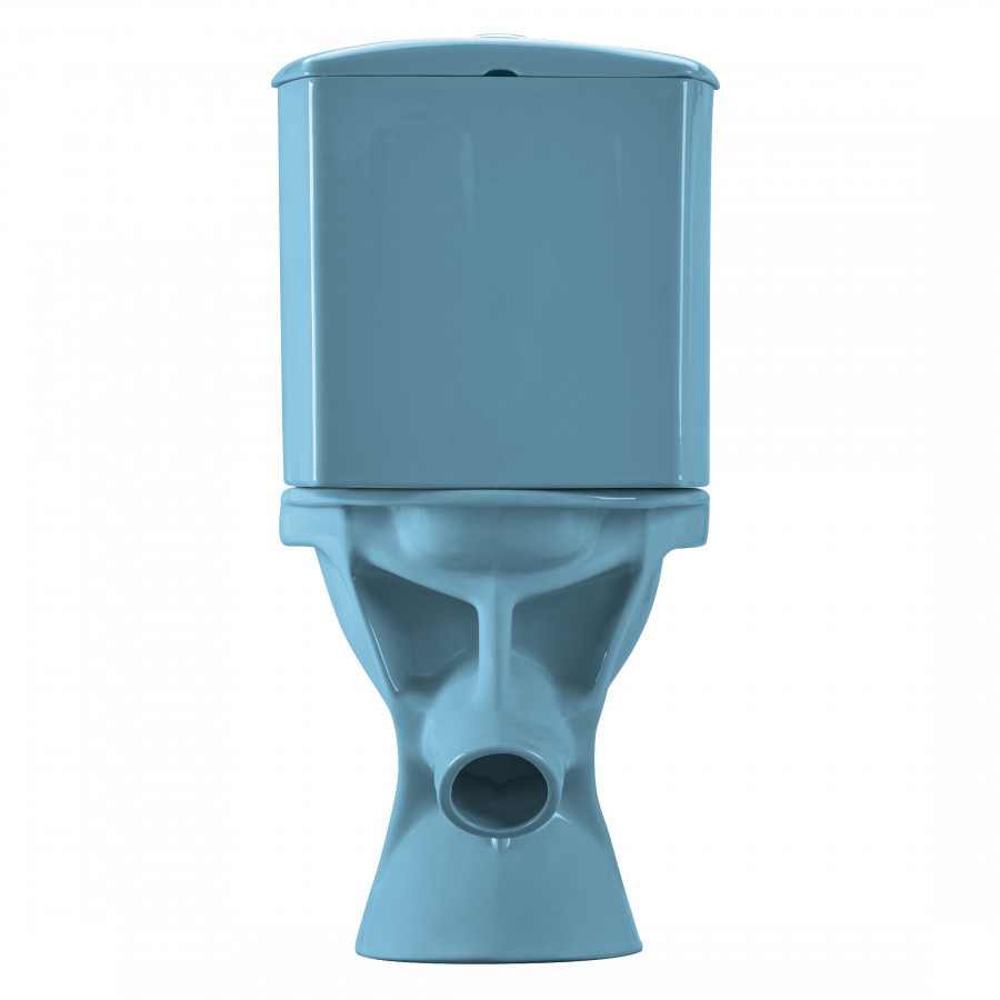 Унитаз-компакт "Вест" косой выпуск, с кнопочной арматурой и сиденьем, голубой SANTERI