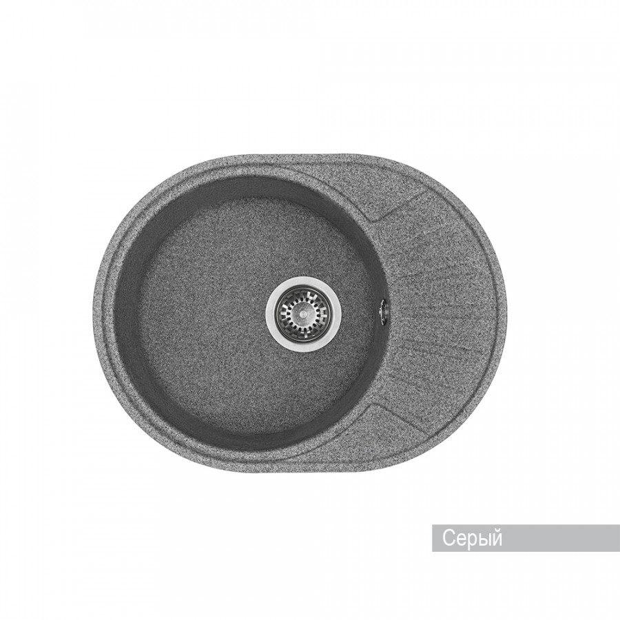 Мойка для кухни  Чезана 568x437x191 мм,круглая с крылом, серый