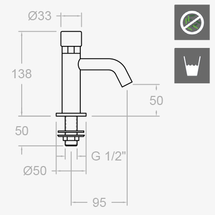 Кран нажимной порционный SOLESTOP 7280