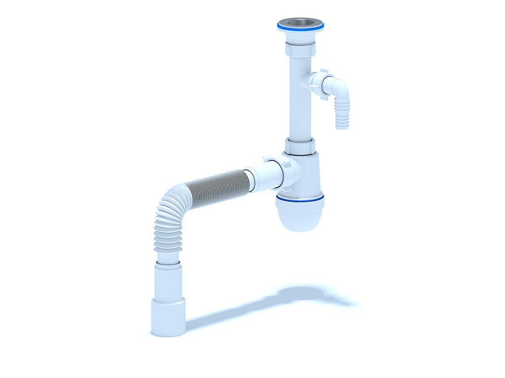 Сифон для раковины АНИ Пласт C1315 1 1/4 дюйма 40 с отводом для стиральной машины с гибкой трубой 40х40/50