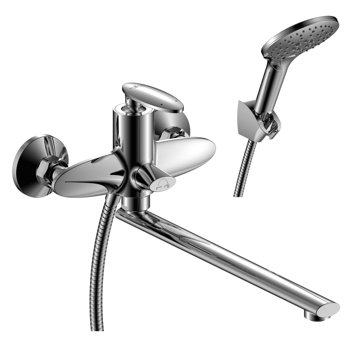 RS30 Смеситель для ванны, круг.пов.излив 350мм, р/ОД, хром, ROS, RS30-32