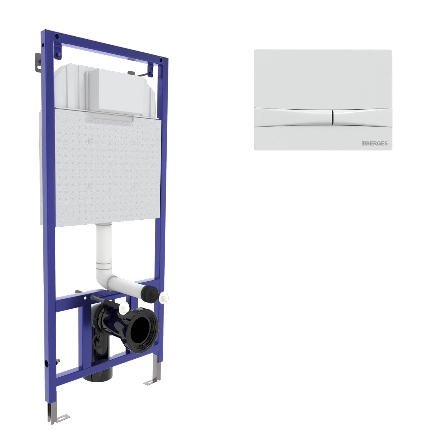 Инсталляция  для скрытого монтажа унитаза NOVUM кнопка F4 Soft Touch, белая, BERGES