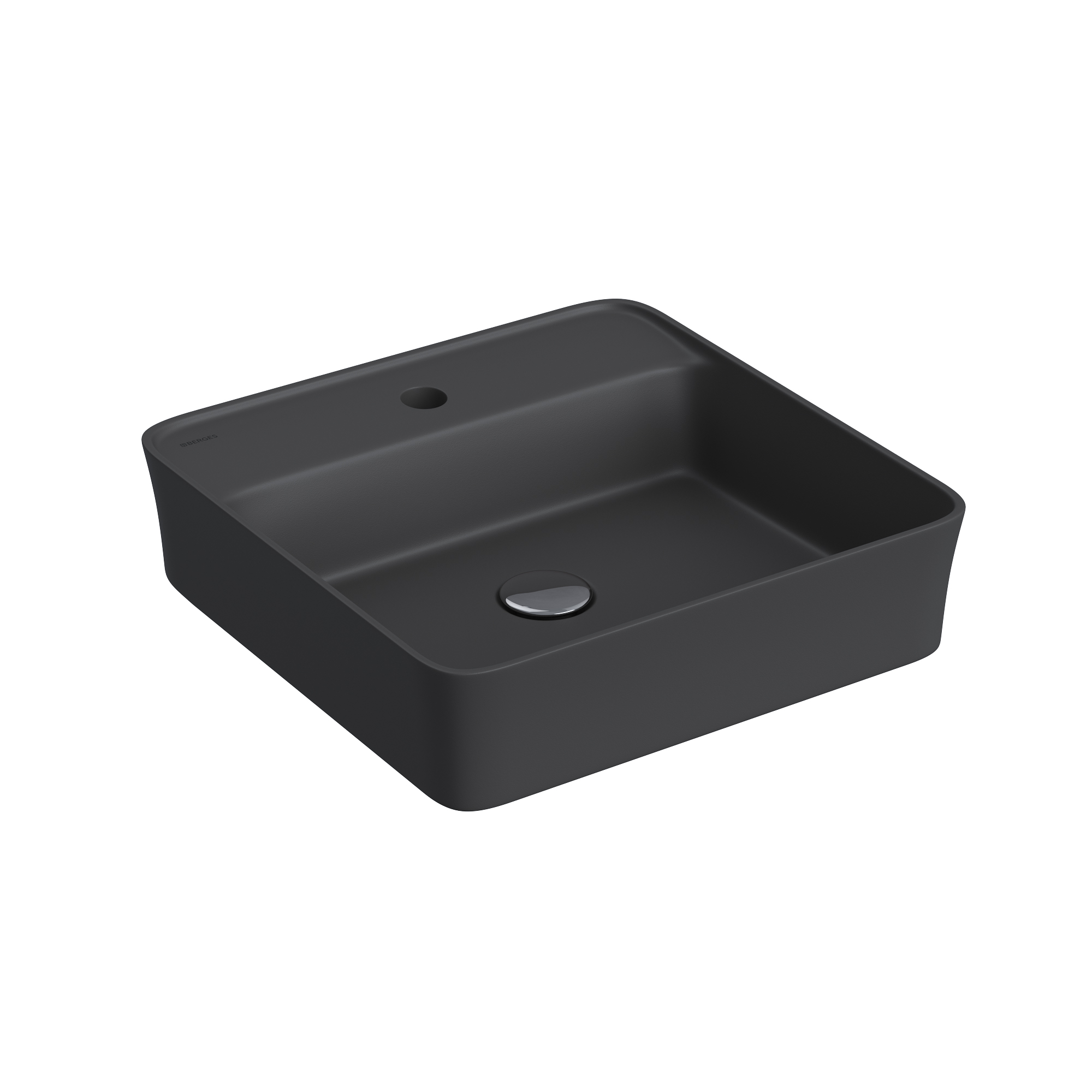 Раковина Ego SL накладная, 45x45 см, с отверстием под смеситель, квадратная, антрацит матовый, BERGE