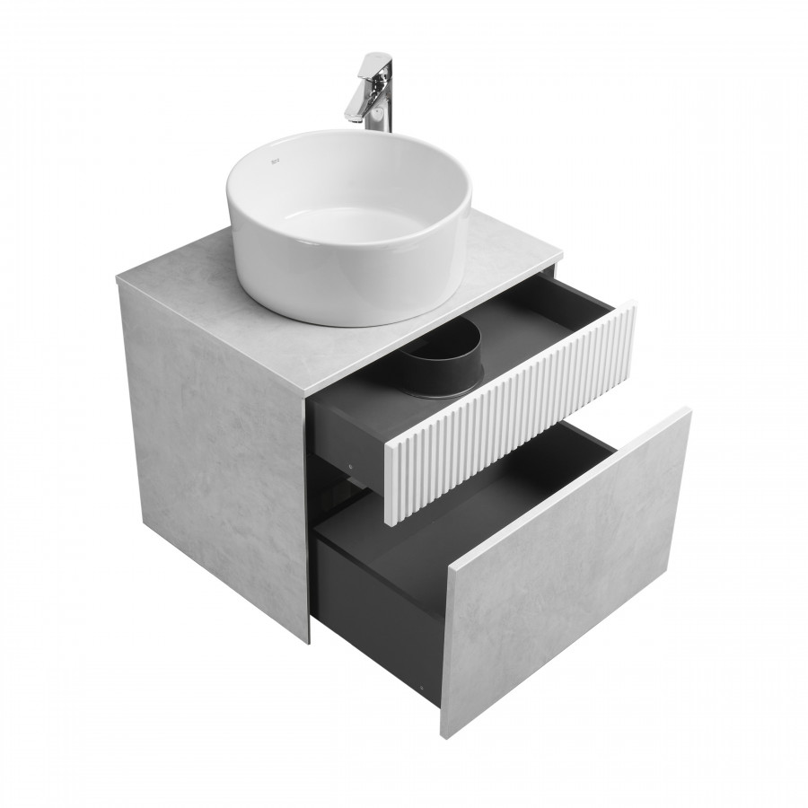 Тумба МАРБЛ 60, 2 ящ., слейт/белый матовый (под раковину MILA 35, MILA 40, ОДРИ Soft 42)